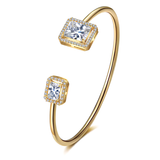 Bracelete Tropea Quadra Banhada a Ouro 18k com Cristais Lapidação Quadrada