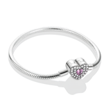 Pulseira com Coração Cravejado em Prata 925