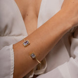 Bracelete Tropea Quadra Banhada a Ouro 18k com Cristais Lapidação Quadrada