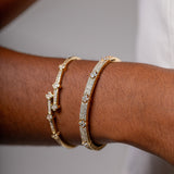 Bracelete Venezia Aurea com Flores Cravejadas