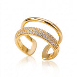 Anel Lipari Duplo Banhado a Ouro 18k Cravejado